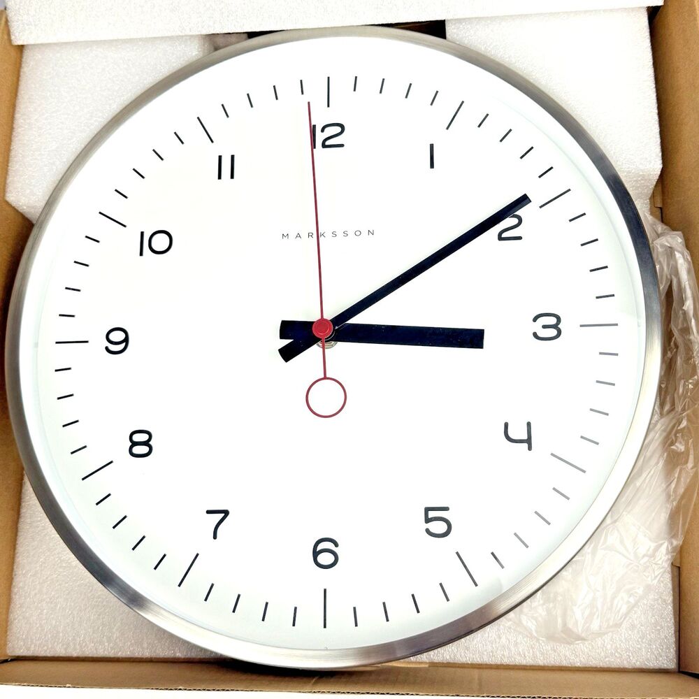 Marksson The Crosby Clock 12 Inch Silent Non Ticking Stainless Steel Wall Clock